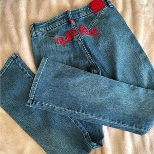 RARE y2k Ecko Unlimited Blue Denim Jeans with Red Embroidered Logo